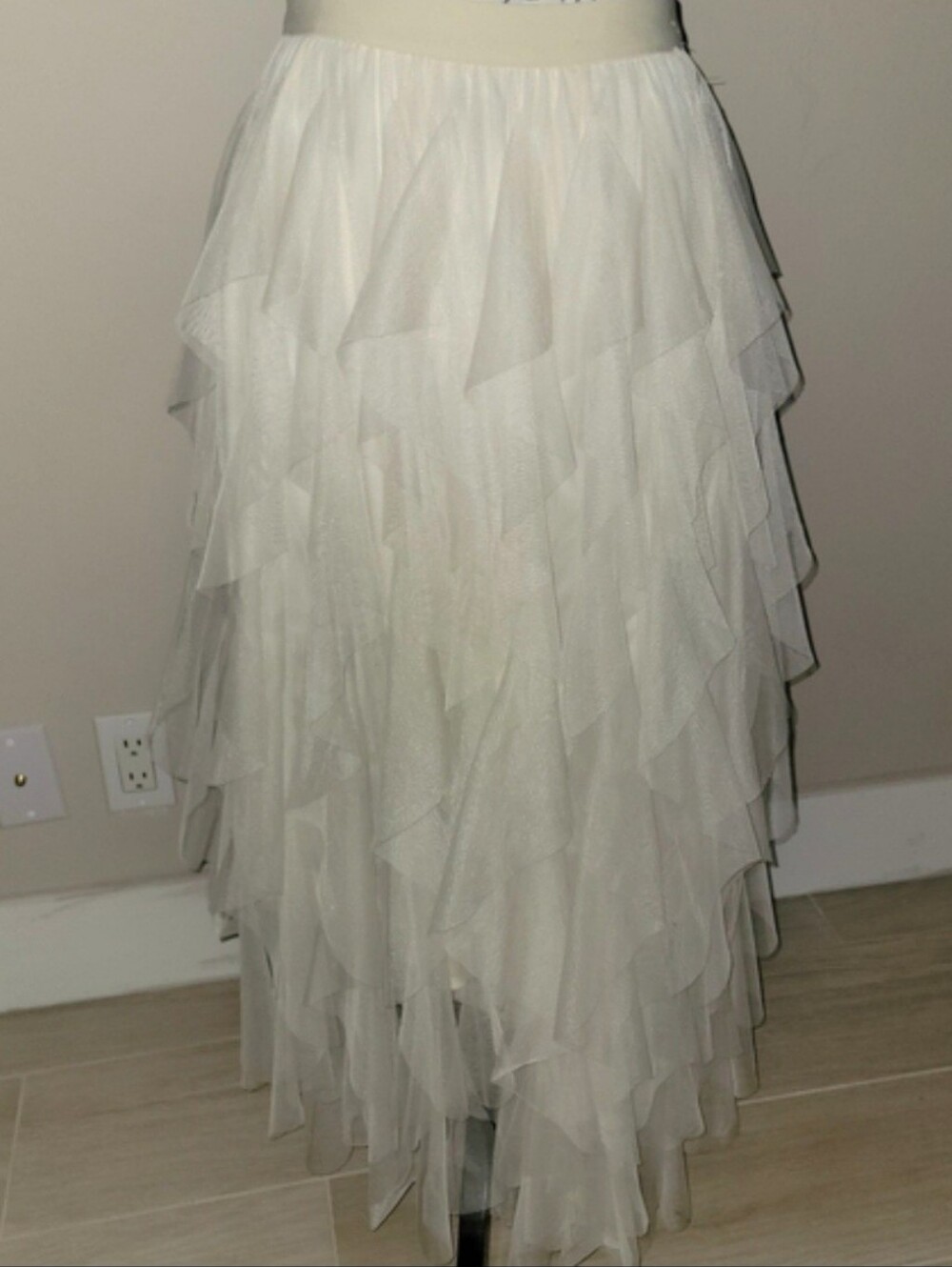Soho Apparel Ivory Layered High-Low Tulle Skirt